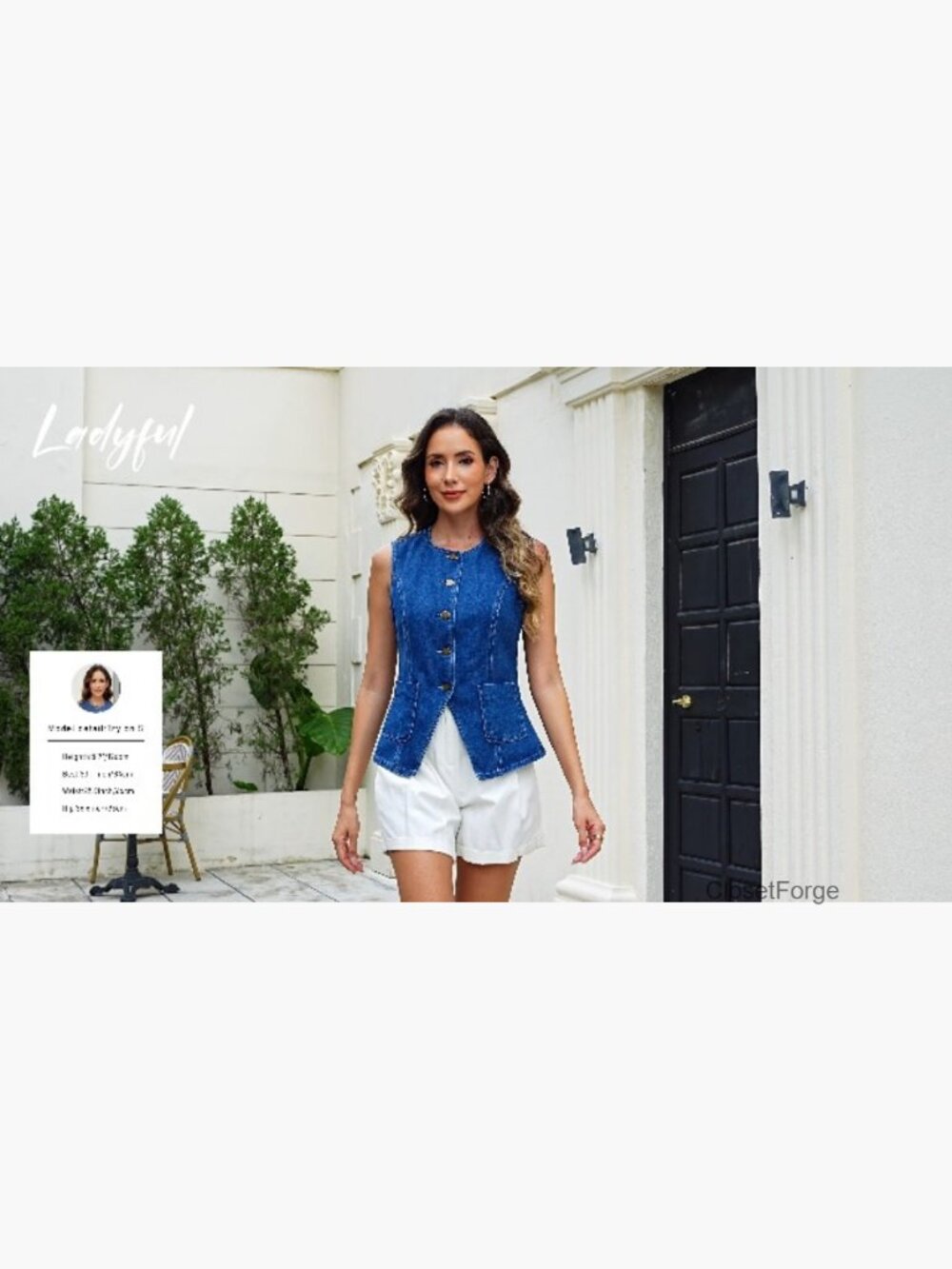 Sleeveless Denim Vest Top Button Down Western Waistcoat - Picture 6 of 7